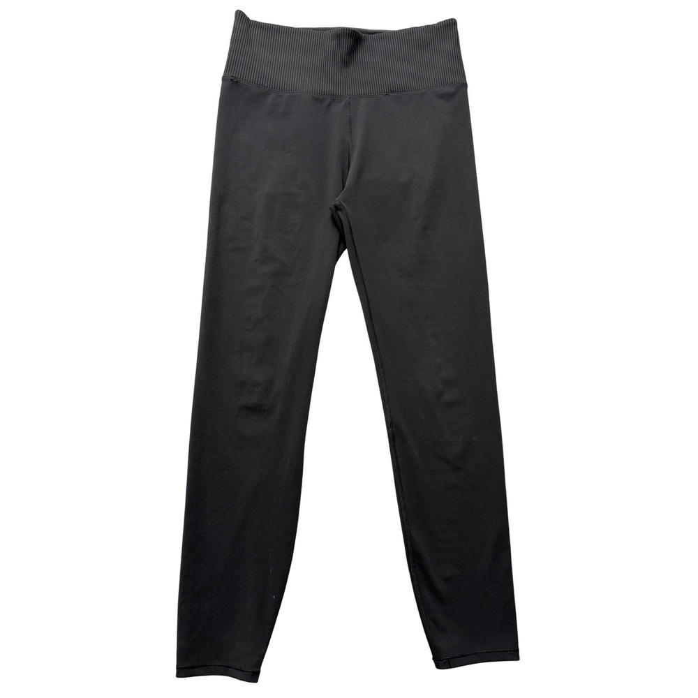 Vuori Leggings Womens L Black High Rise Ribbed Waist Yoga Stretch VW428